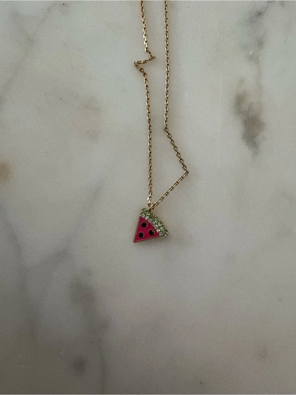 kate spade Gold-Tone Pink and Green Watermelon Slice Pendant Necklace - Picture 2 of 3